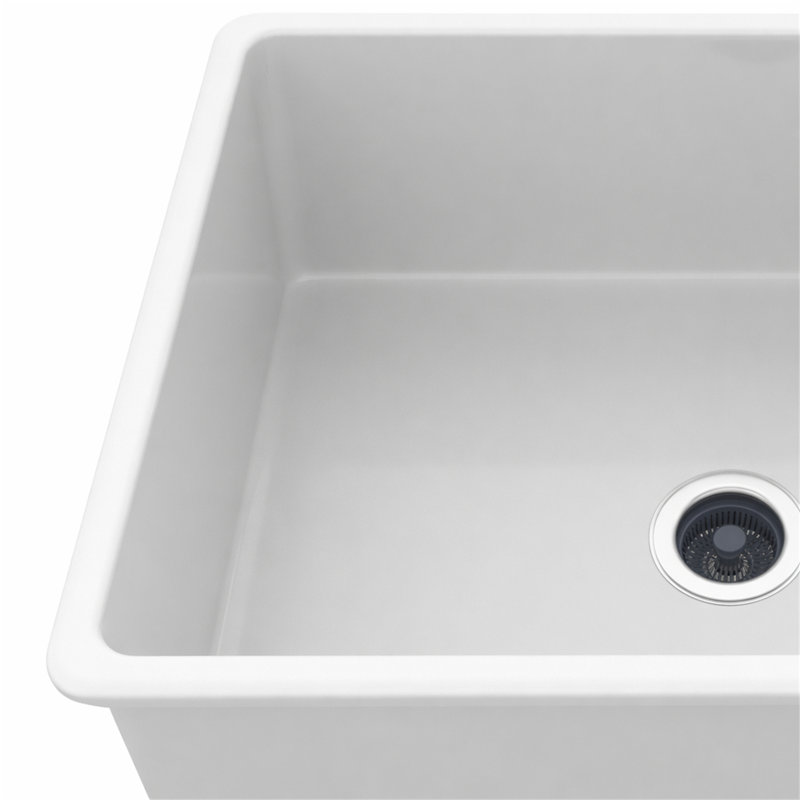 Évier de cuisine encastré 27 "x 19" x 10 "en argile réfractaire à double cuve en porcelaine blanche