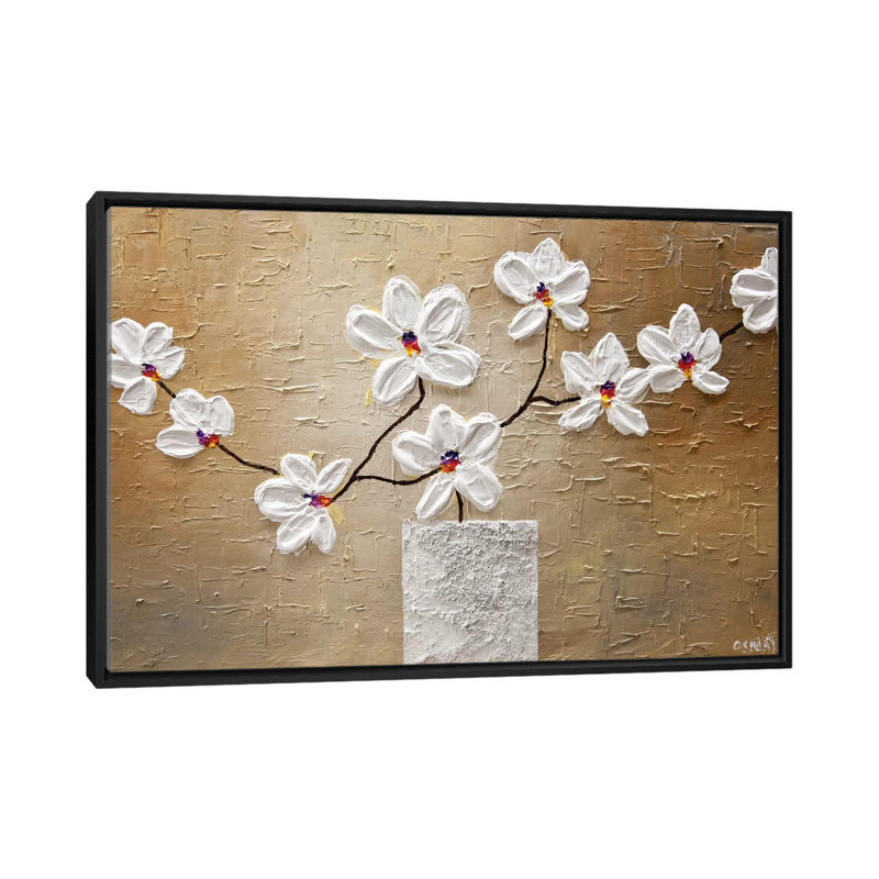 «Swiger White Orchid», impression sur toile, H 18 po x l 26 po x P 1,5 po, Toile avec cadre noir