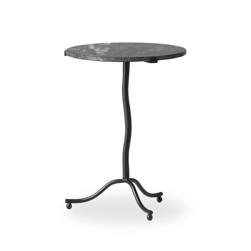 SOPHIE Marble End Table, Black Marble Top/Iron Matte Black Base