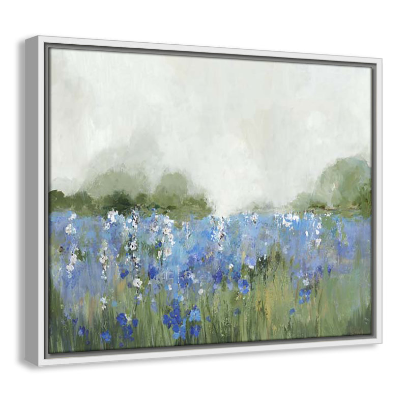 Meadows Bluebels Field " Meadows Bluebells Field " by Allison Pearce, 17.5" H x 21.5" W x 2" D, White Framed