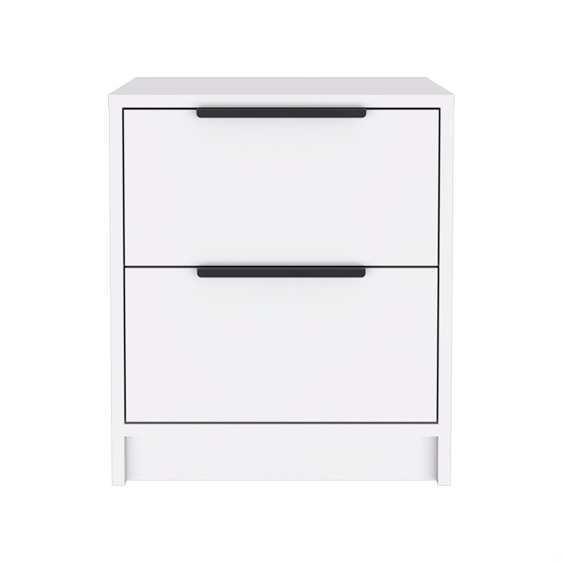 Table de chevet à 2 tiroirs, Blanc