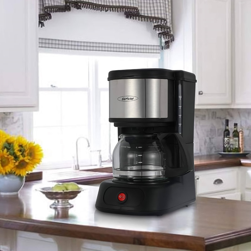 Cafetière Sunvivi 5 tasses, machine à café filtre avec carafe en verre, filtre réutilisable - Yd011