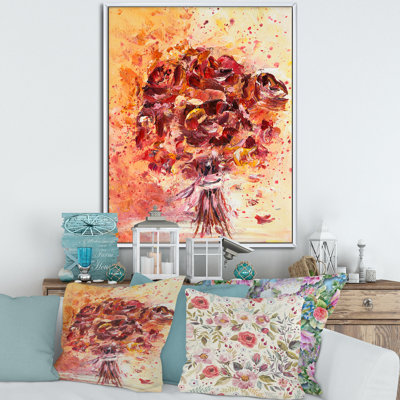 Bouquet de fleurs rouges rétro vintage - peinture sur toile