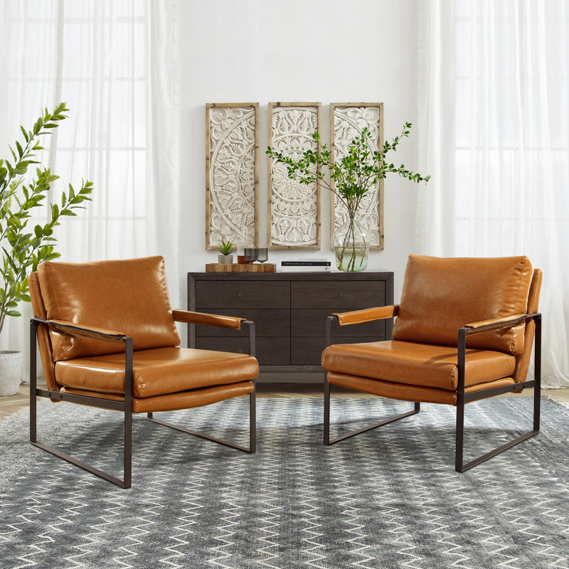 Faux Leather Armchair, Orange