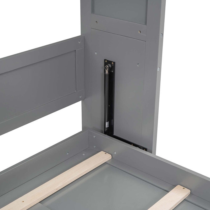 Murphy Bed with Convertible Bookcase, Gray, Queen