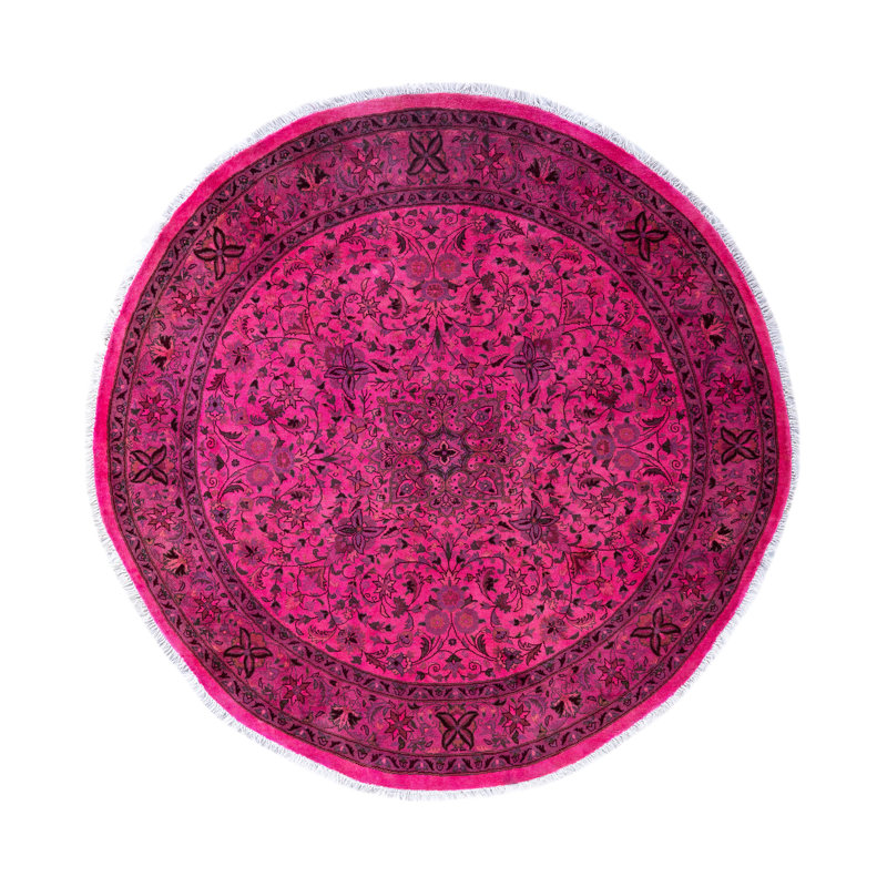 Overdyed Hand-Knotted Wool Modern-Contemporary Pink Area Rug 6' 1" x 6' 1"