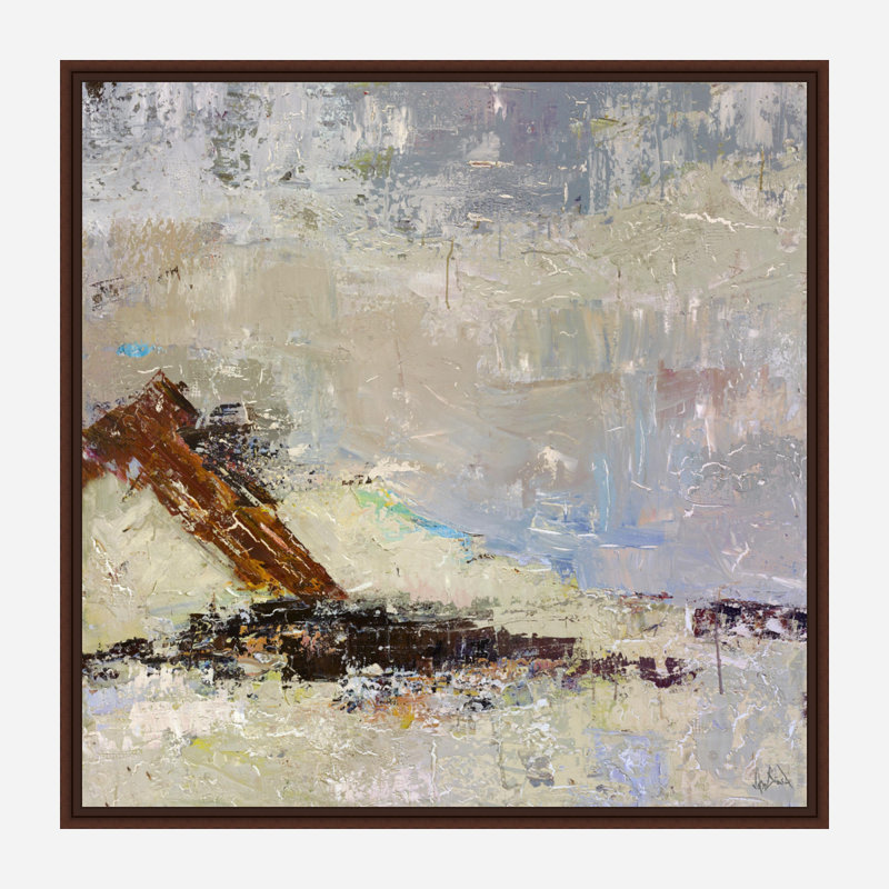 Beach Chair - Artist Enhanced Canvas Print, Brown Framed Canvas, 41.5" H x 41.5" W x 1.75" D