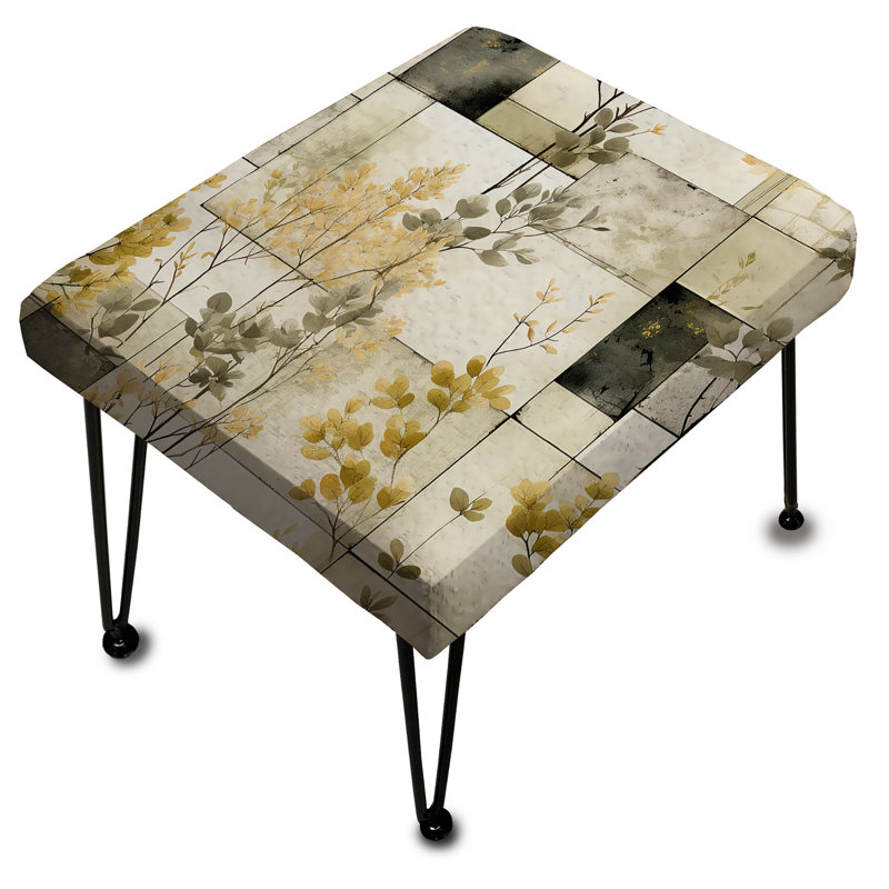 Green Cubic Botanical Dreams I - Repose-pieds rectangulaire en patchwork
