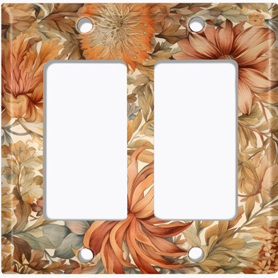 Metal Light Switch Plate Cover; US Standard Size 2 Gang Duplex - Vintage Wildflowers