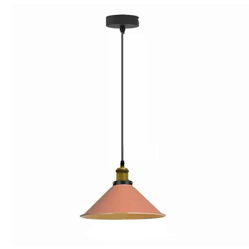 Modern Industrial Cone Pendant Light | Adjustable 1-Light Ceiling Fixture for Kitchen Islands, Dining Areas & Hallways, Pink