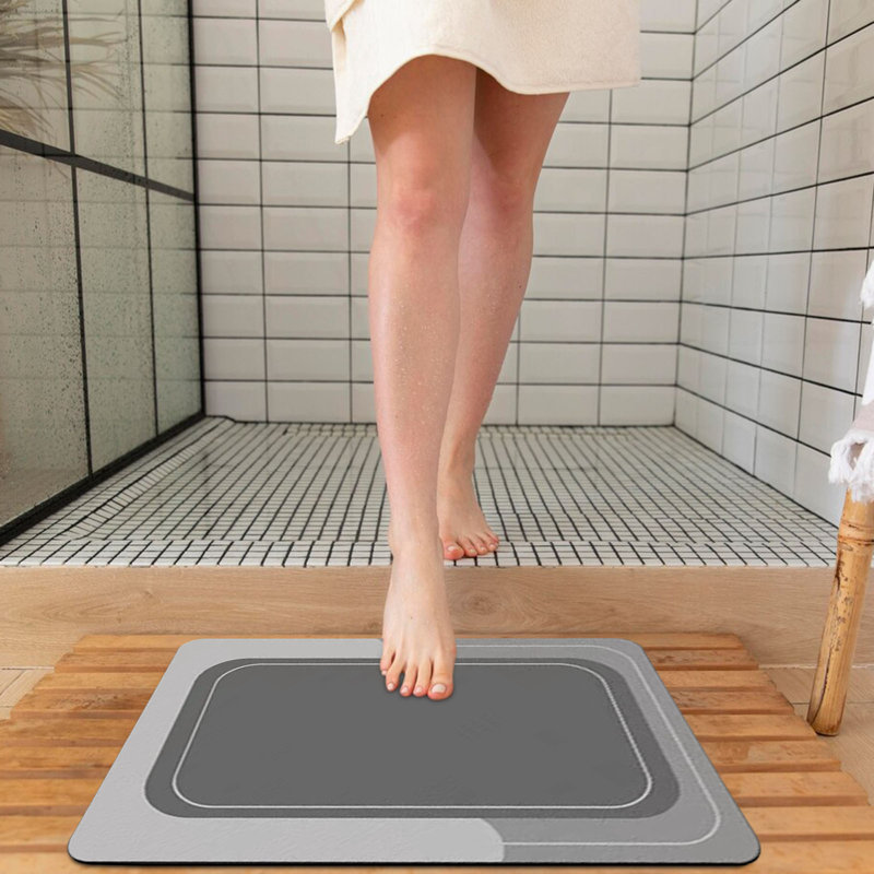Tapis de salle de bain en velours de cristal de qualité supérieure Kondieu, Gris