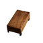 Table basse rectangulaire relevable, style américain traditionnel, bois de manguier massif, finition polie brune, piètement traîneau, grand espace de rangement, profondeur 109 cm, largeur 61 cm, hauteur 41 cm, poids 42,5 kg