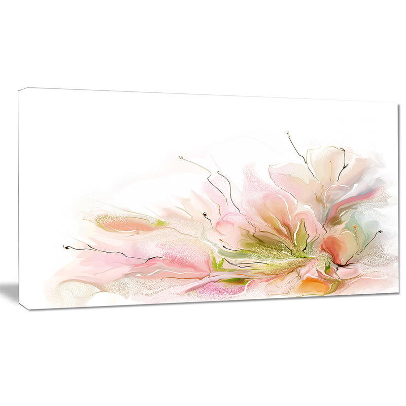 « floral abstract design on white », reproduction d’impression sur toile tendue, H 16 po x l 32 po x P 1 po
