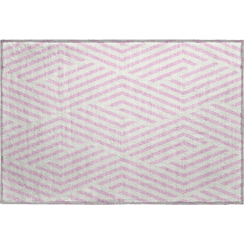 Premium Machine Washable Cerrito AMF550 Pink Rug, Rectangle 1'8" x 2'6"