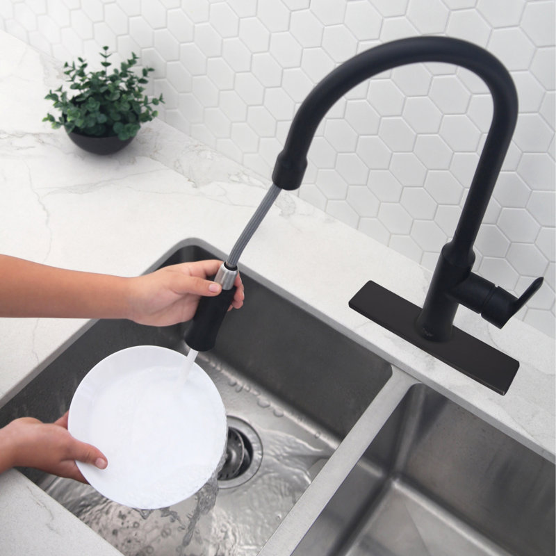 Kitchen Sink Faucet Hole Cover Deck Plate Escutcheon, Matte Black