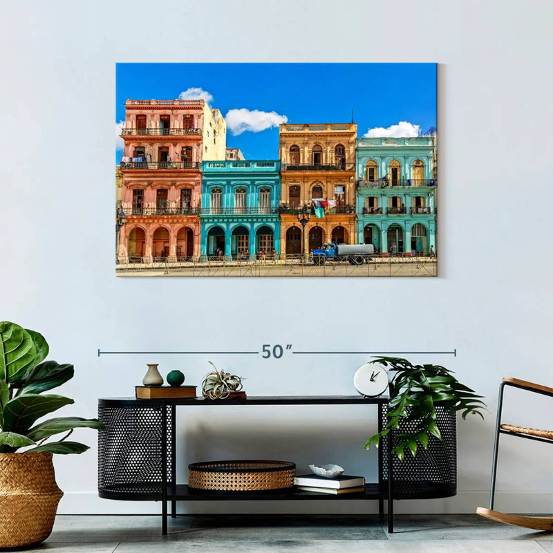 Lilie maisons cubaines multicolores, H 30 po x l 45 po