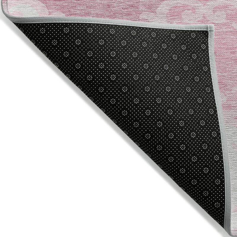 Tapis intérieur lavable à motif de treillis rose et gris 5 pi x 8 pi