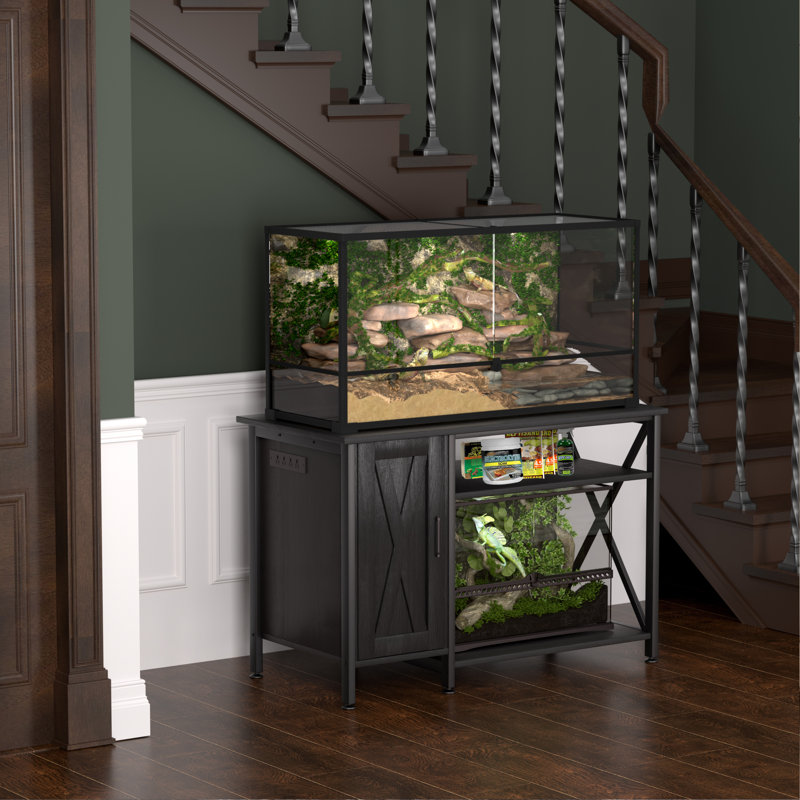 Support de réservoir de reptile 40-120 gallons avec prise de courant, support de terrarium avec armoire de rangement, plateau de table 48 po x 24 po