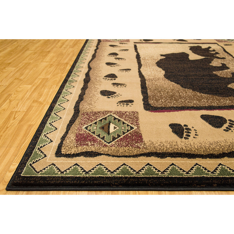Tapis en polypropylène brun / crème Jarrod, Rectangle 8 pi x 10 pi
