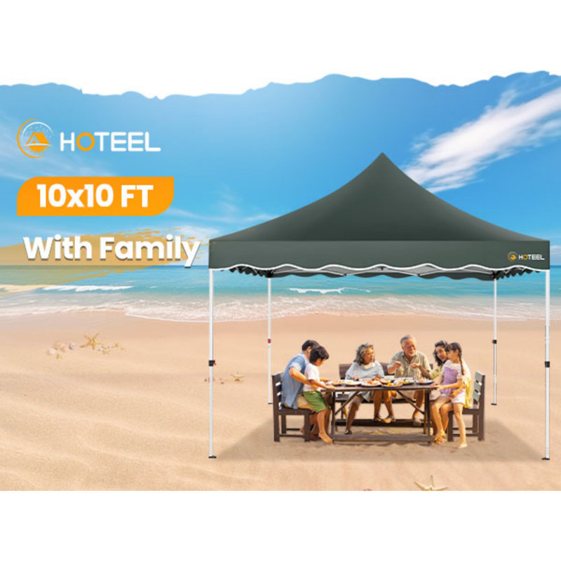 10x10 FT Pop Up Canopy, Easy Setup Canopy Tent with Sandbags, Gray