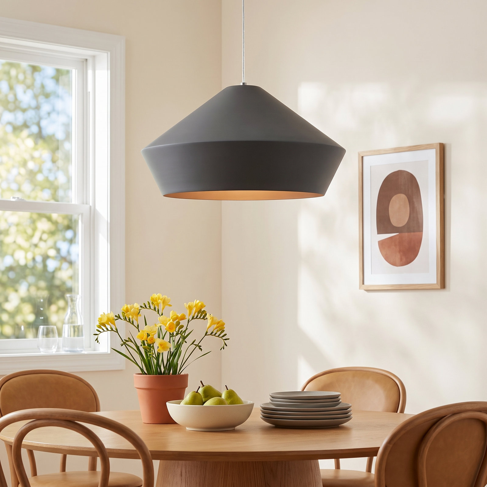 Brummel Single Light Metal Dimmable Pendant, Black, Yes