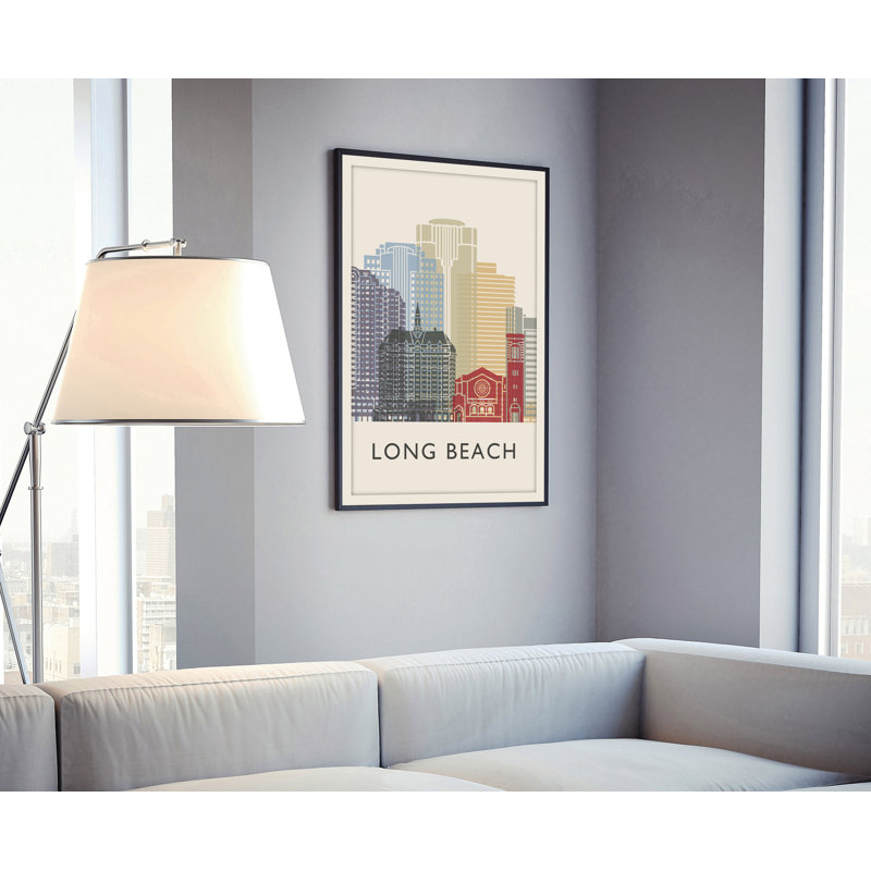 Illustration de Long Beach, villes américaines, impression sans cadre, affiche de l'État de Californie, H 14 po x l 11 po