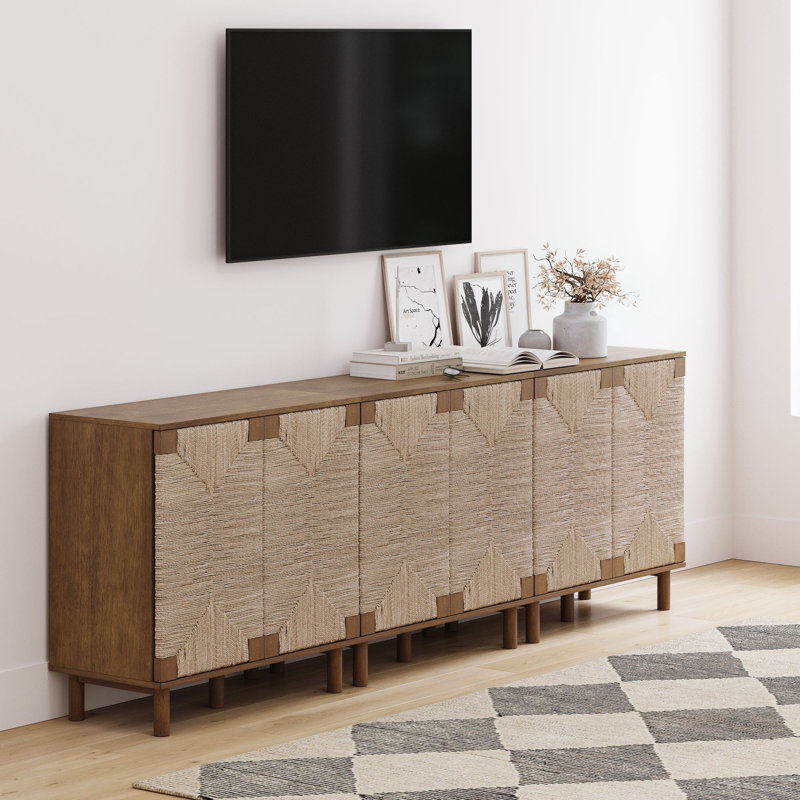 Solid Wood - Door Accent Cabinet Set Or TV Stand, Dark Brown
