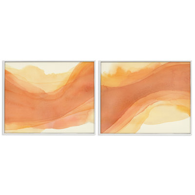  «Curving Orange Waves», ensemble de 2 giclées par Grace Popp