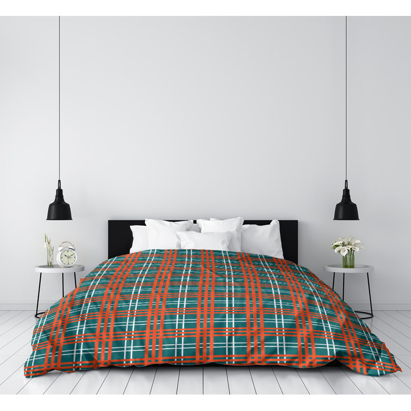 Housse de couette simple Miami throwback Luxury, Turquoise / blanc / orange, Housse de couette simple TG, Polyester brossé