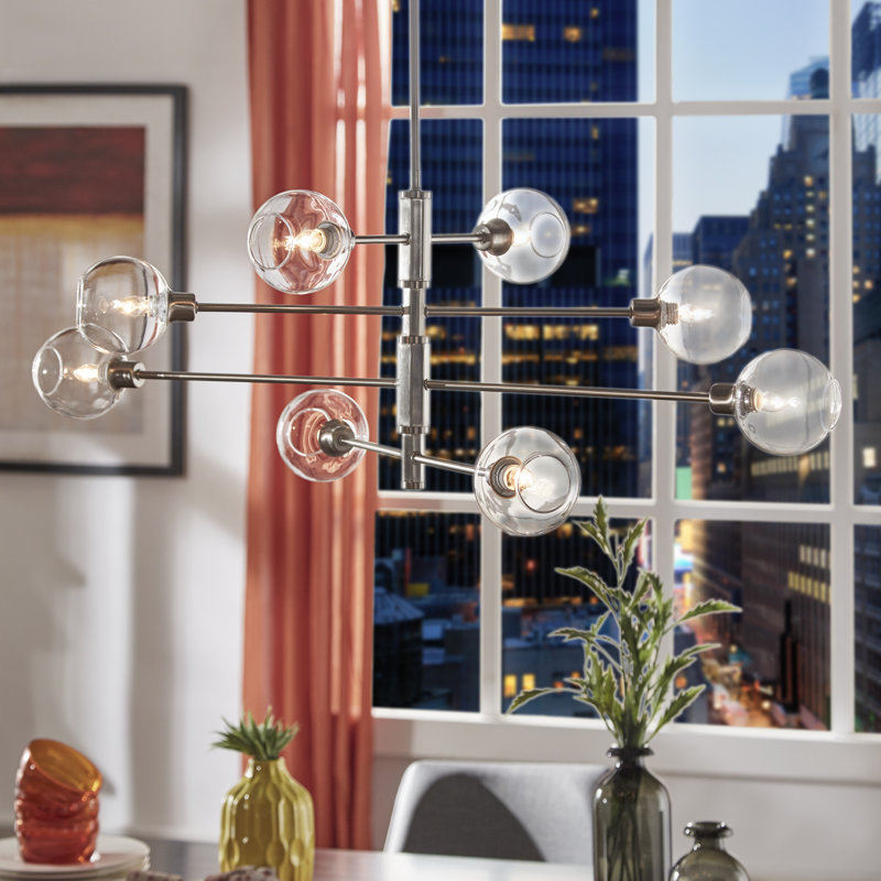 Lustre linéaire 8 lumières spoutnik modern Brawley