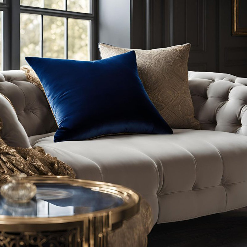 Coussin Plutus, Carrée, Bleu, H 18 po x l 18 po