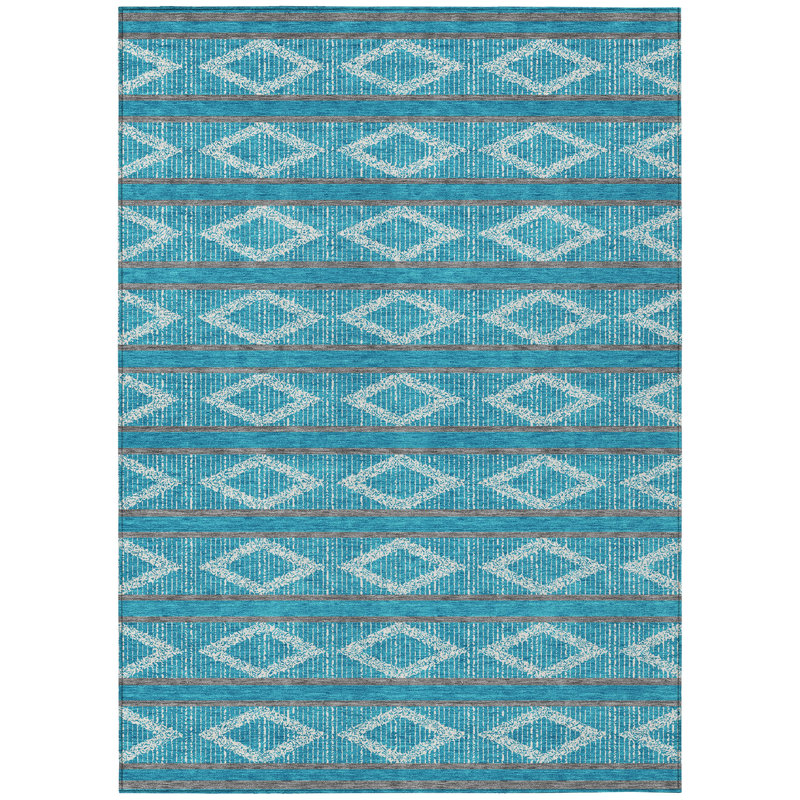Lume Teal Washable Indoor-Outdoor Rug - , 9' x 12'