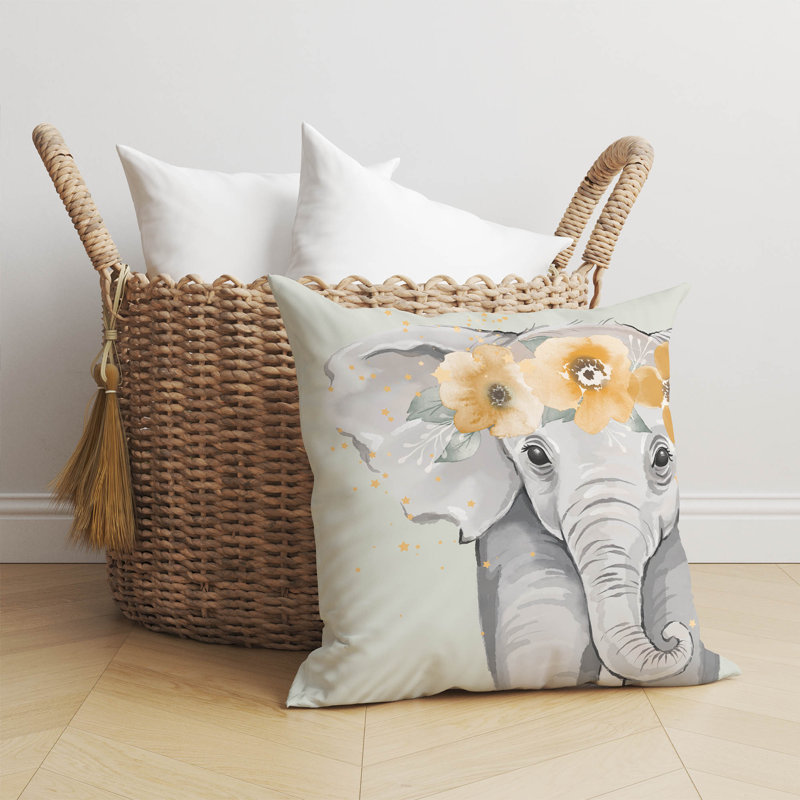 Elephant Sage Throw Pillow, 18"H x 18"W