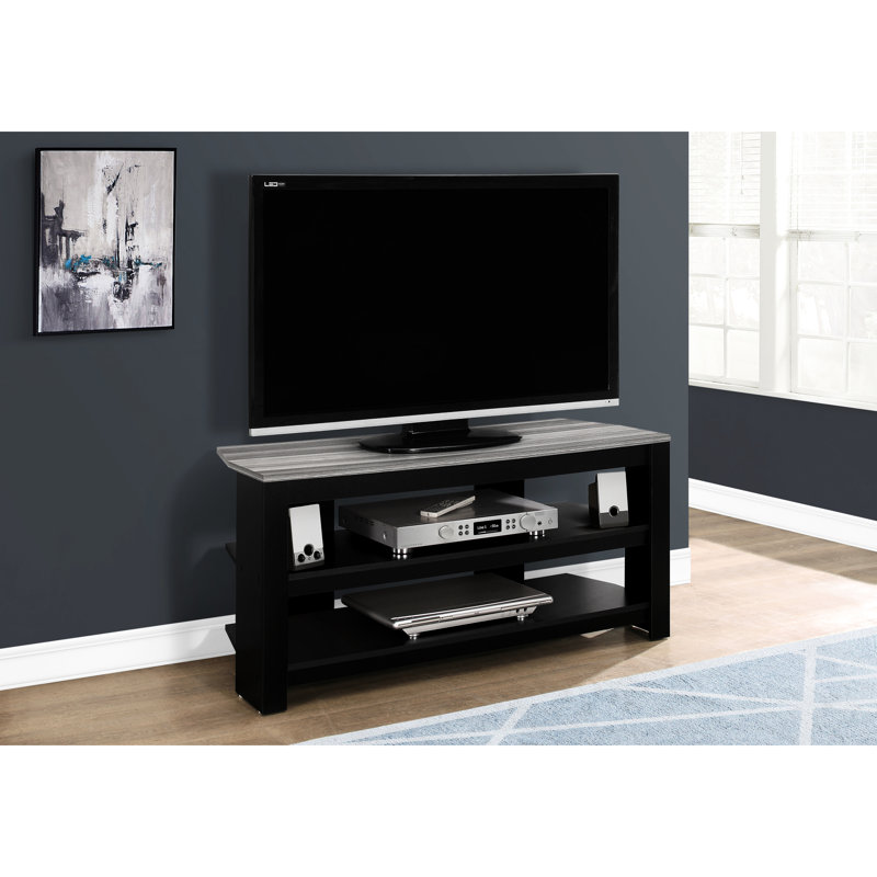Meuble audio-vidéo fonctionnel 42 po, meuble télé avec tablettes - noir et gris