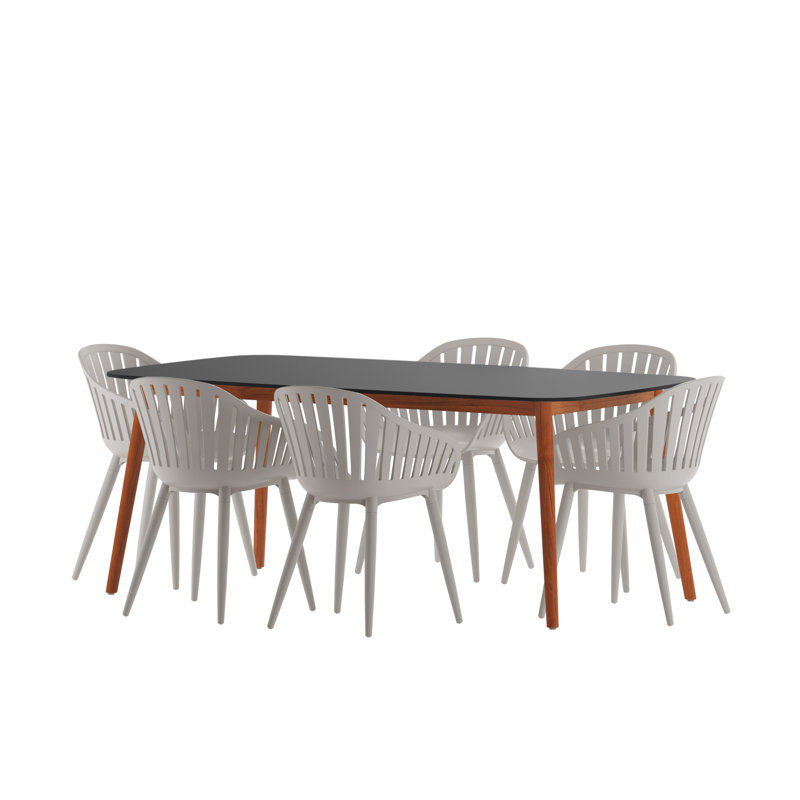 Anautica 6 - Person Patio Dining Set with Rectangular Table, Gray