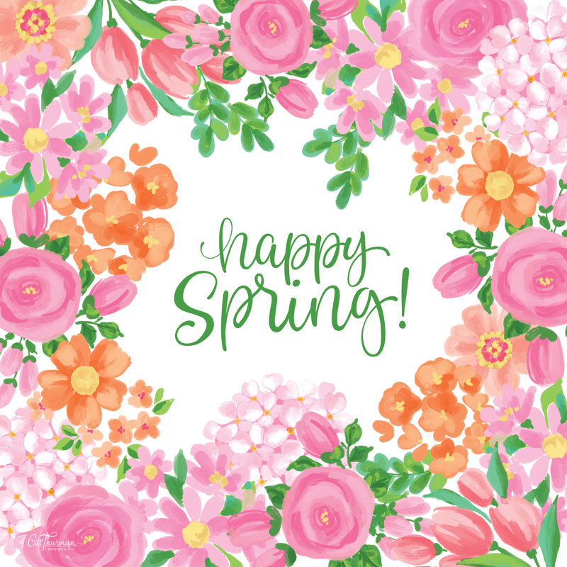 «Happy Spring Flowers» par Cat Thurman Designs, H 20 po x l 20 po