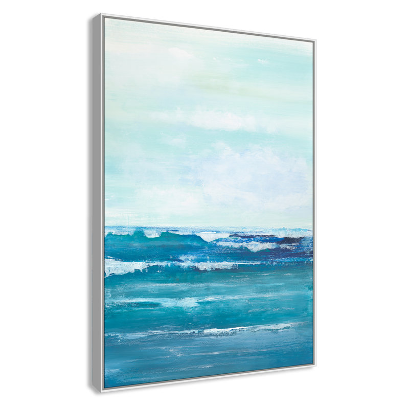 «Ilana Distant Waves» par Filippo Ioco - reproduction d'art, H 61,5 po x l 41,5 po x P 2 po, Toile avec cadre blanc