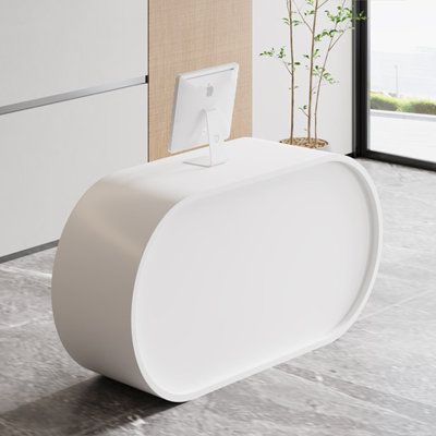 Contemporary Oval Manufactured Wood Reception Desk