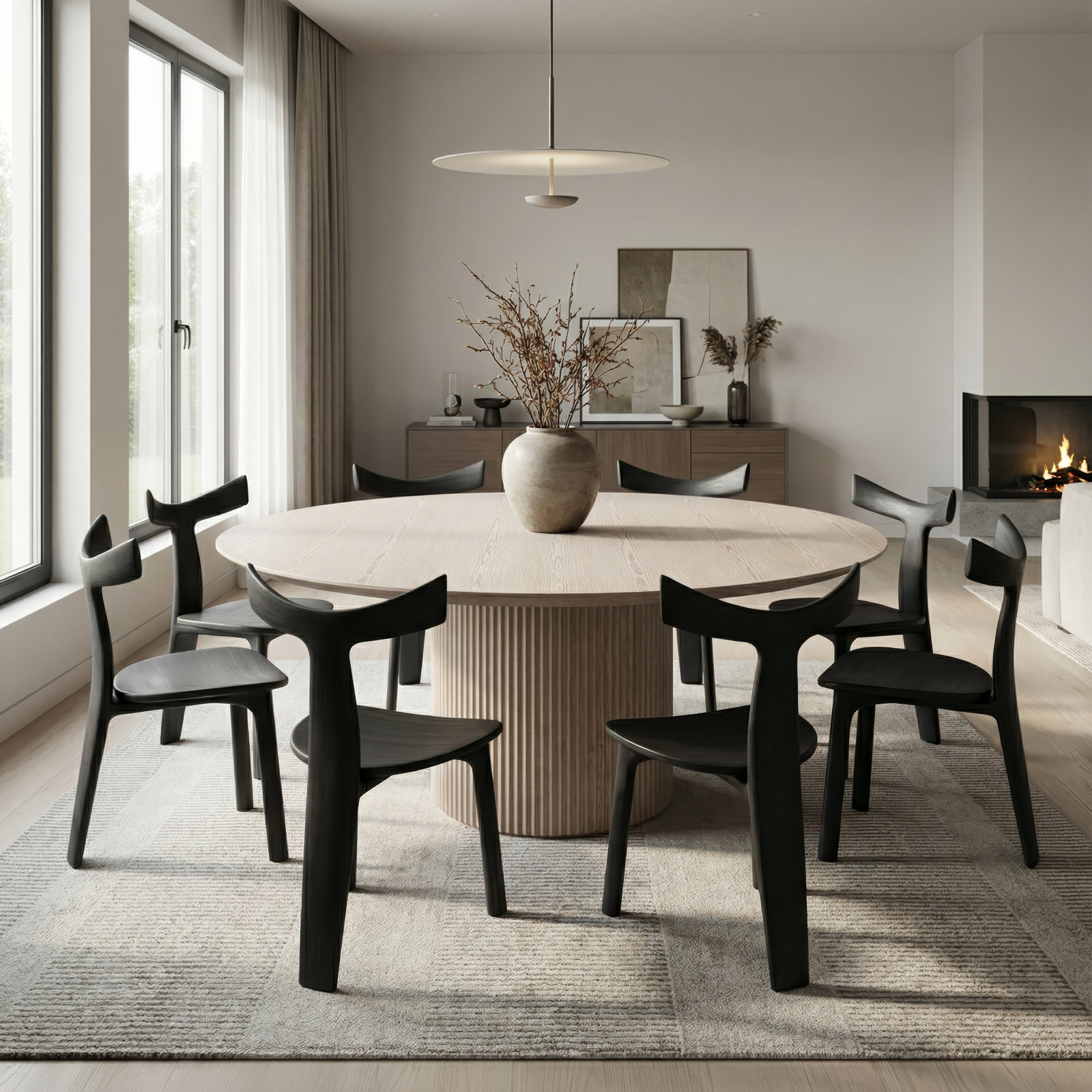 Anela 71'' Round Dining Table, Nevoa