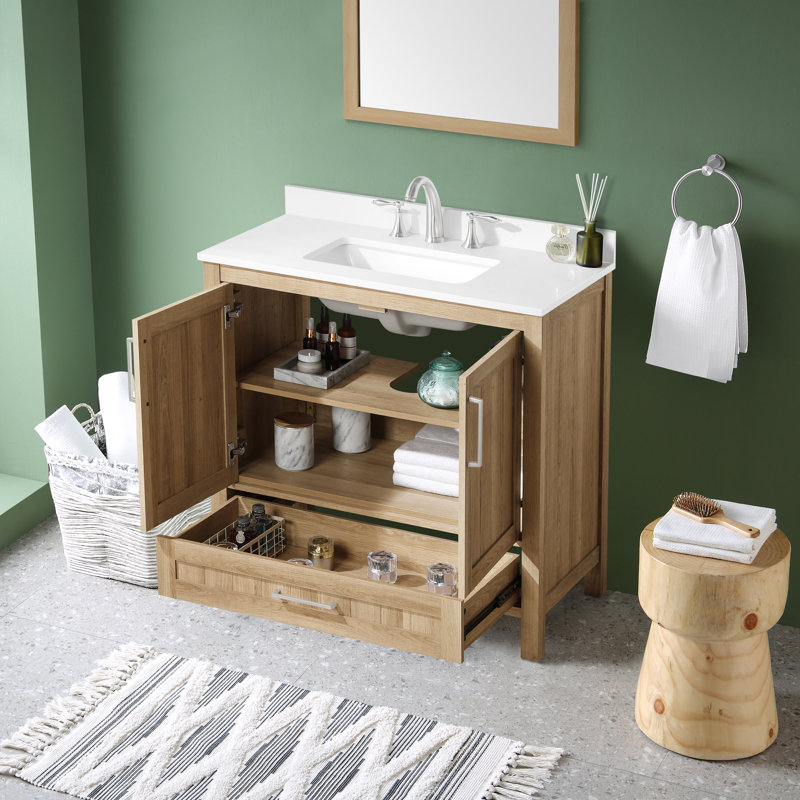 Kansas 35.98" Single Bathroom Vanity Set, Oak