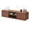 Meuble télé flottant, centre de divertissement mural 60 po avec tablette réglable et portes coulissantes, 2 tablettes flottantes avec armoire de rangement pour lecteur DVD, boîte de câble, console de jeux, noyer