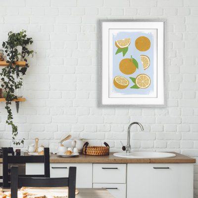 «Pastel Summer Oranges», reproduction sous verre encadrée, design par Martina Pavlova