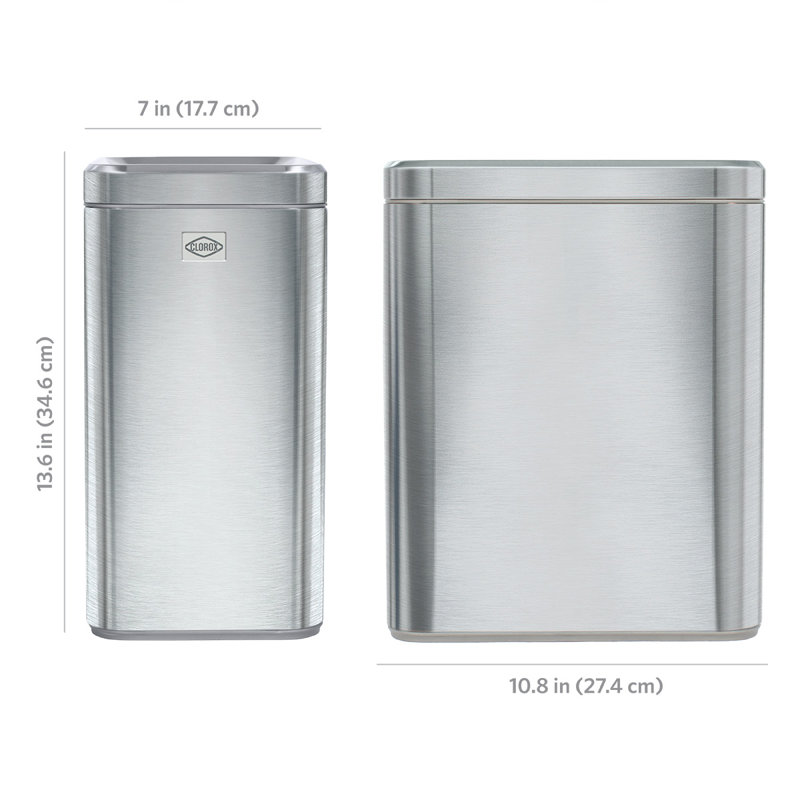 Poubelle à couvercle mince 2,6 gallons Clorox, Argent argent