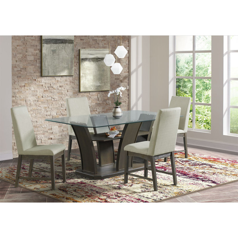 Acton Glass Top Pedestal Dining Set