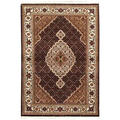 Tapis noir et crème noué à la main de haute qualité