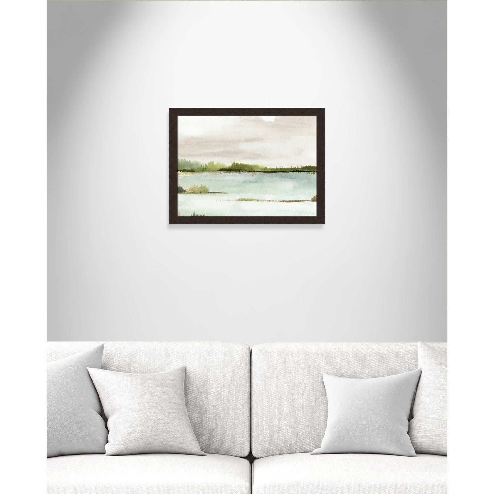 Adamsville "Silent Lake" Painting, 18" H x 24" W x 1.12" D, Walnut Framed
