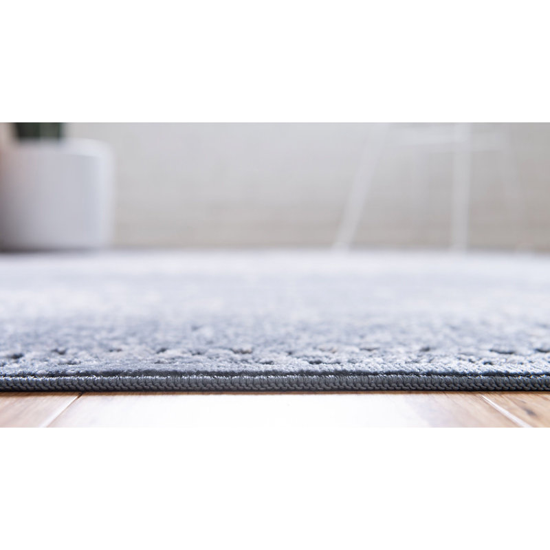 Tapis transitionnel Parrado couleur denim, Tapis de couloir 2 pi 2 po x 6 pi 7 po