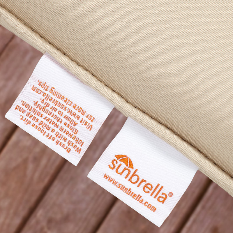 Sunbrella Outdoor Solid Loveseat Pillow and Cushion Set, Sunbrella - Canvas Taupe, 23 in W x 27 in D x 5 in H