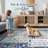 6'x9' Washable Area Rugs Vintage Faux-Wool Boho Carpet for Living Room ,Floral Blue-117659510