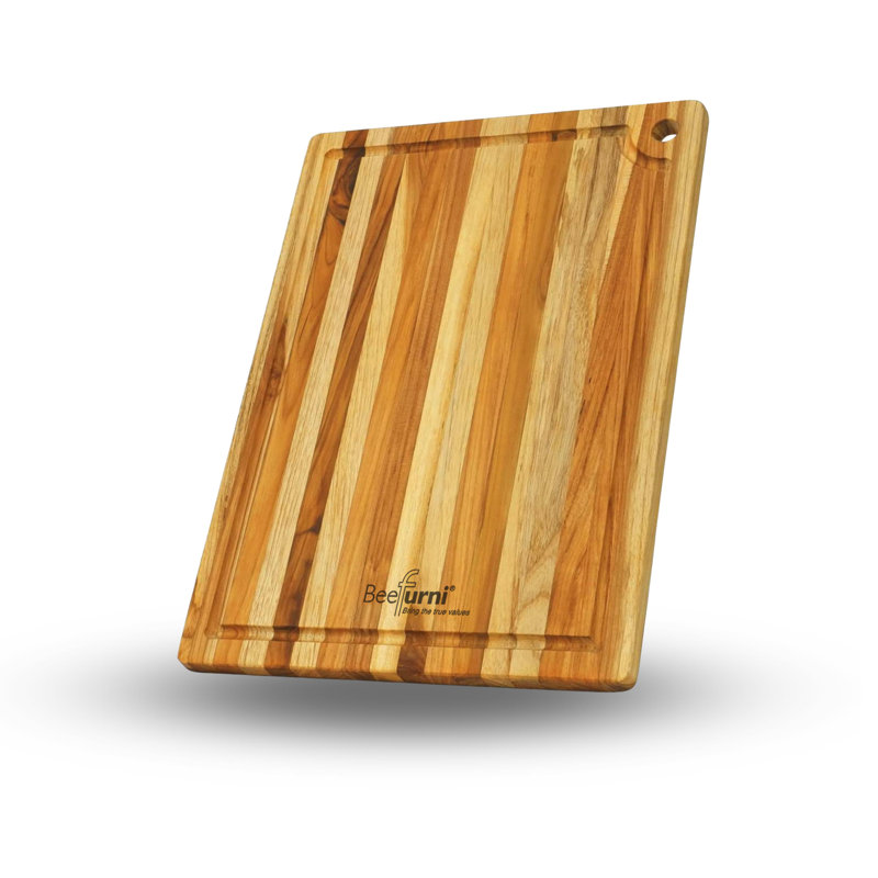 Planche à découper en bois de teck de qualité supérieure avec grain de bord BEEFurnI, L 14 po x l 10 po 